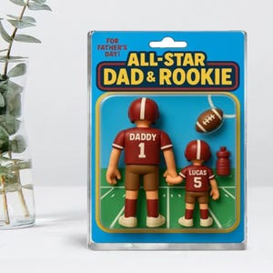 Personalized Father&#39;s Day Gift For Dad, Personalized Dad And Kids Football Figure Acrylic Block, Father&#39;s Day Gift For Dad, Gift For Husband