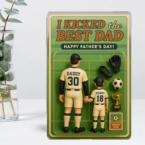 Personalized Father&#39;s Day Gift For Dad, We Kicked the Best Dad Soccer Custom Action Figure Personalized Acrylic Block Plaque, Father&#39;s Day