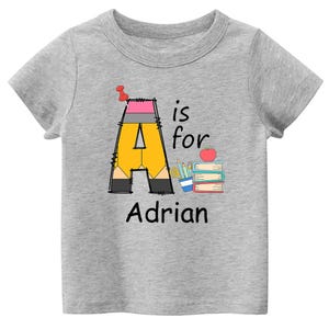 Personalized Alphabet Kids Shirt, Custom Name Shirt For Kids, Cute Kindergarten Shirt, First Day Of School Shirt