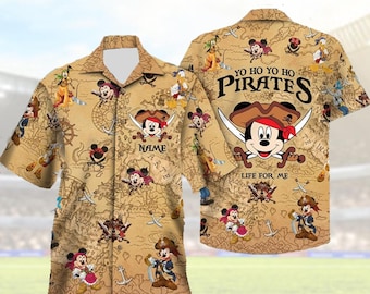 Family Matching Disney Pirate Hawaiian Shirt, Custom Name Mickey Cruise Shirt, Sumer Shirt, Gift For Lover, Disney Cruise Shirt