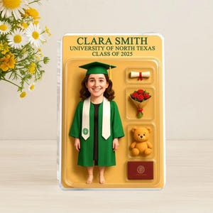 Keepsake Personalized Graduation Action Figure Plaque, Custom Photo Graduation Keepsake Gift, Unique Packaging, Graduation Day Gift