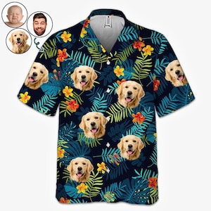 Custom Photo Unisex Tropical Hawaiian Shirt, Personalized Summer Vacation And Travel Gifts For Family, Dog Cat Lovers, Tropical Vibes Only
