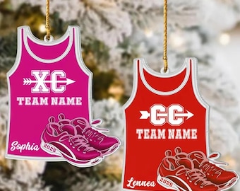 Personalized Cross Country 2D Flat Ornament, Personalized Sports Ornament, Sport Team Gift, Cross Country Coach Ornament XC Runner 1