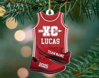 Personalized Cross Country 2D Flat Ornament, Personalized Sports Ornament, Sport Team Gift, Cross Country Coach Ornament XC Runner 2