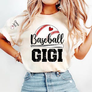 Custom Baseball Gigi T-Shirt, Graphic Tee With Baseball And Heart Design for Gift Grandma And Kids