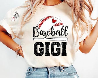 Custom Baseball Gigi T-Shirt, Graphic Tee With Baseball And Heart Design for Gift Grandma And Kids