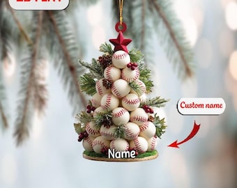 PersonalizedBaseball Christmas Tree Ornament, Baseball Player Ornament, Baseball Bag Ornament, 2D Flat Ornament 3