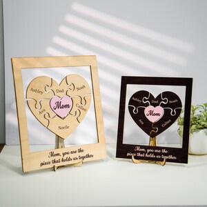 Mother&#39;s Day 2025 Gift Customized Mothers Day Puzzle 2 layer Wooden Sign Gift For Mom, You Are The Piece That Holds us Together, Cute Gift