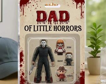 Happy Father Day Personalized Father Day Horror Figure Acrylic Block, Dad Of Little Horrors Plaque Block, Custom Gift For Husband