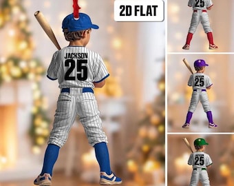 Personalized Kid Baseball Player 2D Flat Ornament, Custom Name Baseball Ornament, Baseball Keepsake, Baseball Uniform Ornament,Gift for Kids