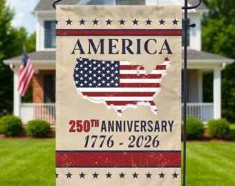 Happy Holliday Personalized Family Name America 250th Anniversary Garden Flag