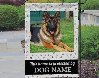 This Home Is Protected By Dog Flag, Gift For Dog Lover, Personalized Dog Garden Sign, Custom Dog Garden Sign