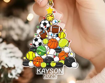Merry Xmas Customs Name Sport Christmas Tree 2D Flat Ornament, Custom Sport Plater & Fan Name Ornament, 2D Flat Ornament