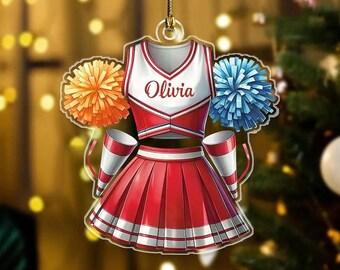 Personalized Custom Name Cheerleader Uniform Ornament, Cheerleader Xmas Girl Gift, Cheer Team Xmas Tree Decor Gift,Cheerleader Ornament 2025