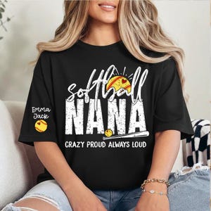 Custom Softball Nana T-Shirt, Personalized Sports Grandma Tee for Game Day