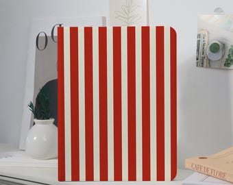 Minimalist Red Stripes Custom iPad with Pencil Holder Case For iPad 7/8/9,iPad Pro2021/2022/2024,iPad Air 4/5/6/7,iPad Mini 4/5/6,iPad A16