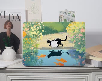 Cat by the Lake Personalized Macbook Case Cover for Macbook Pro 14/15/16,Macbook Air 11/13/15,MacBook Ret 13/15,MacBook 12,Protective Case
