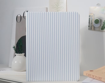 Minimalist Blue Stripes Custom iPad with Pencil Holder Case For iPad 7/8/9,iPad Pro 2021/2022/2024,iPad Air 4/5/6/7,iPad Mini 4/5/6,iPad A16