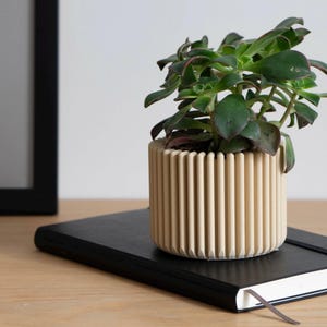 Minimalist Succulent Planter - 3D Printed Wood - Small Plant Pot - Modern Desk Decor - Indoor Planter with Drainage