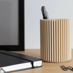 Minimalistischer Stifthalter, 3D gedrucktes Holz, Schreibtisch Organizer, moderne Bürodekoration, Stifthalter, stilvolles Arbeitsplatzzubehör
