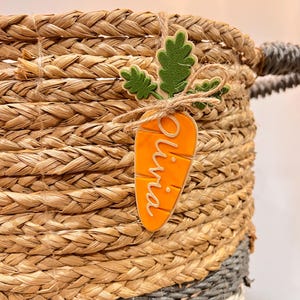 Étiquette personnalisée pour panier de Pâques, étiquette de Pâques personnalisée, étiquette nominative de Pâques pour enfants, décoration de Pâques de ferme rustique, étiquette cadeau écologique