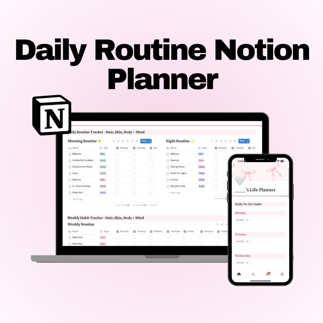 Daily Routine Notion Pages Daily Routine Notion Planner - Etsy