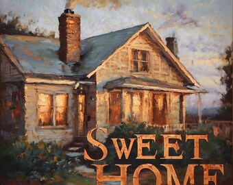 Housewarming and wedding gift, California style vintage portrait, home wall art, sweet home painting,PNG, digital download