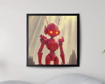 Sci-fi modern wall decor, robot digital art, futuristic, robot print, DIGITAL DOWNLOAD, digital print, ROBOT, contact, large Ai robot print