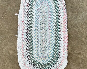 Vintage Twined Rag Rug Cotton Braided Rugs 20 X 50 Primitive as is ...