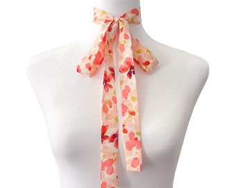 Watercolor Flowers Bow Scarf | Skinny | 1" Wide | Pussy Bow | Vinatge Inspired | Neck Scarf | Hair Tie | Head Scarf | Gift