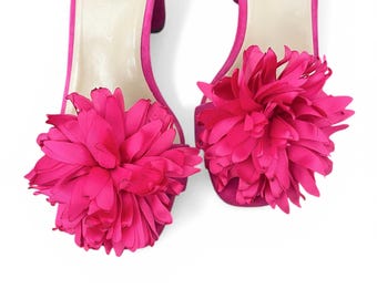 Fermagli per scarpe a forma di fiore grande / 7 colori / Regali per lei / Idee regalo per la calza di Natale / Décolleté floreali / Scarpe con tacco colorate