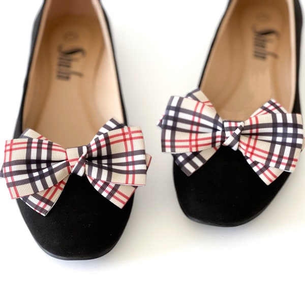 Tartan Bow Shoe Clips | Designer Shoe Clips | Gifts for her | Stocking Stuffers