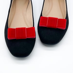 Petite Velvet Ribbon Bow Shoe Clips | 4 Colors | Formal Shoes | Stocking Stuffer | Gifts