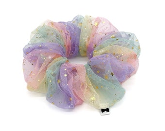 Unicorn Sparkle Tulle Scrunchies | 2 Sizes | Oversized Hair Ties