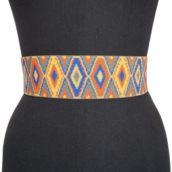 Vintage Woodstock Belt VINTAGE MEXICAN BELT 28 TOOLED HEAVY LEATHER PAINTED 1970S  main image 4