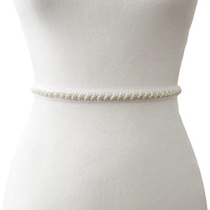 Skinny White Beaded Belt | Formal Belt | Bridal Belt | Bridesmaid belt | Wedding Belt