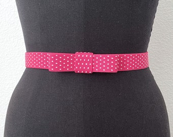 Pink Polka Dotted Bow Belt | Elastic Belt | 1” Belt | Easter Accessories