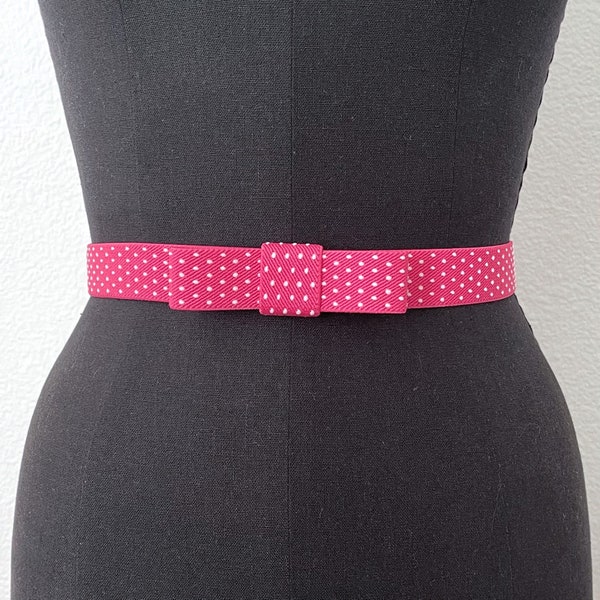 Pink Polka Dotted Bow Belt | Elastic Belt | 1” Belt | Easter Accessories