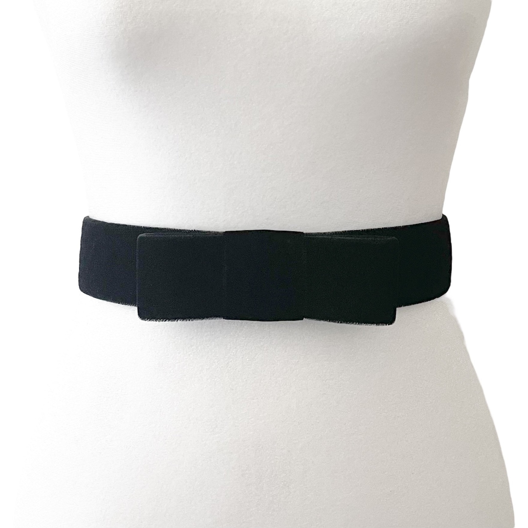 Velvet Ribbon Bow Belt 2 COLORS Black Velvet Belt Designer Belt Bow Belt Vintage Belt Bridal