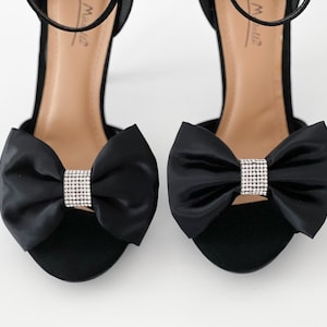 Satin Rhinestones Bow Shoe Clips | 5 Colors | Bridal Shoes | Bridal Accessories | Prom Shoes | Gifts for her