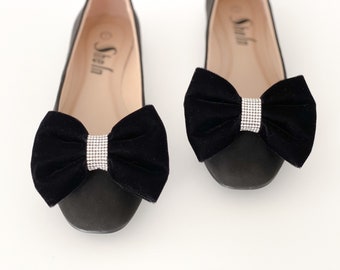 Sparkling Velvet Bow Shoe Clips | 5 Colors | Vintage Shoes | Bridal Accessories | Gifts for her | Stocking Stuffers | Special Occasion