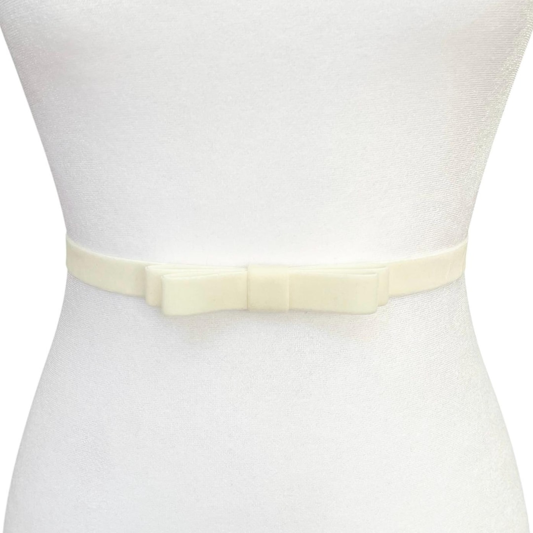Velvet Double Bow Elastic Belt | Ivory | Bridal Belt | Bridesmaid Belt ...
