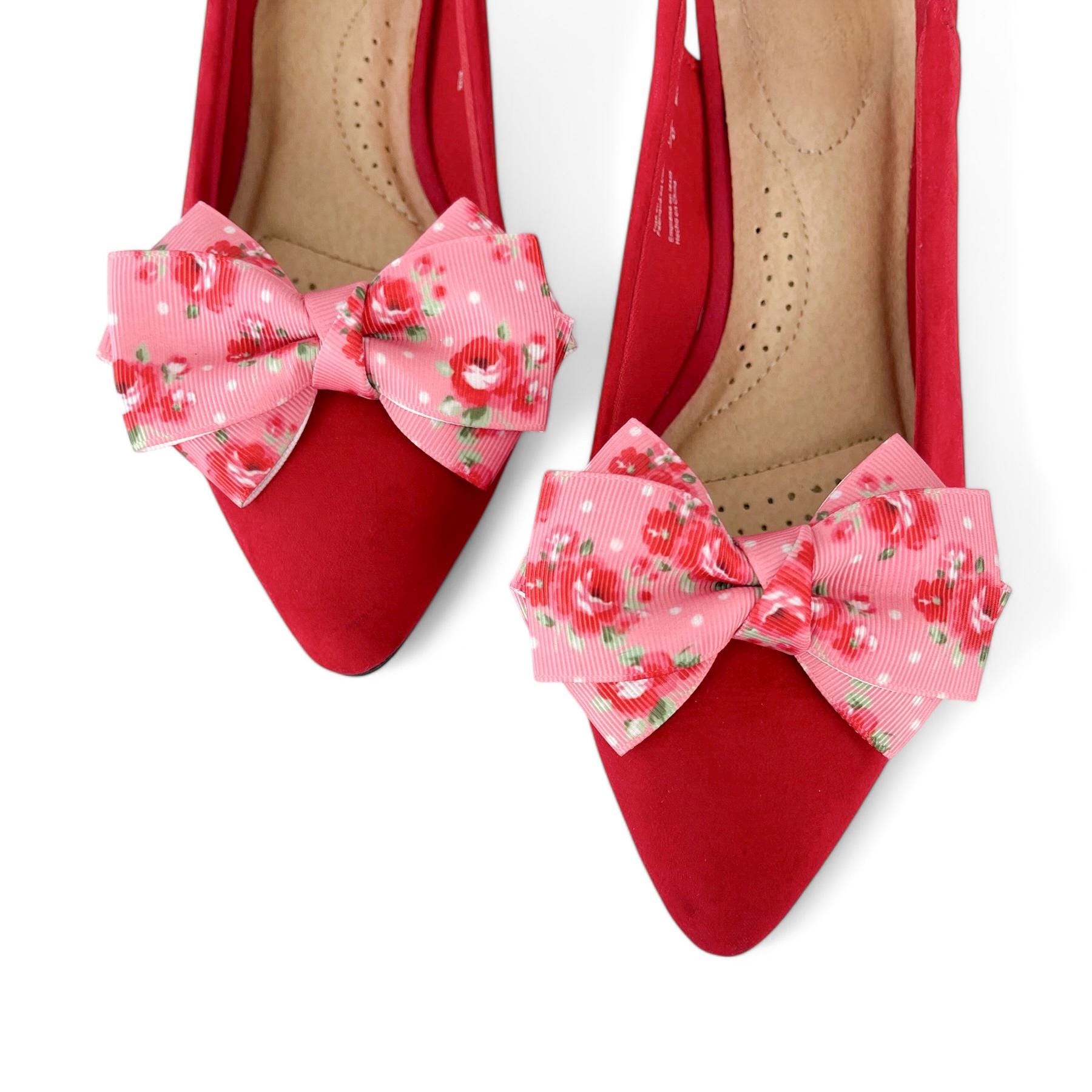 Roses Bow Shoe Clips | Floral Shoes | Gardener Gift | Flower Shoes | Bridal Accessories | Gifts for her | Stocking Stuffers