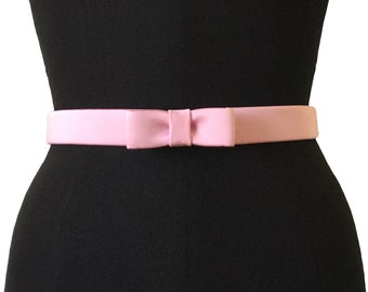 Cotton Mini Bow Belt | 12 COLORS | Thin | Elastic | Dress | Pinup | Vintage Inspired Belts