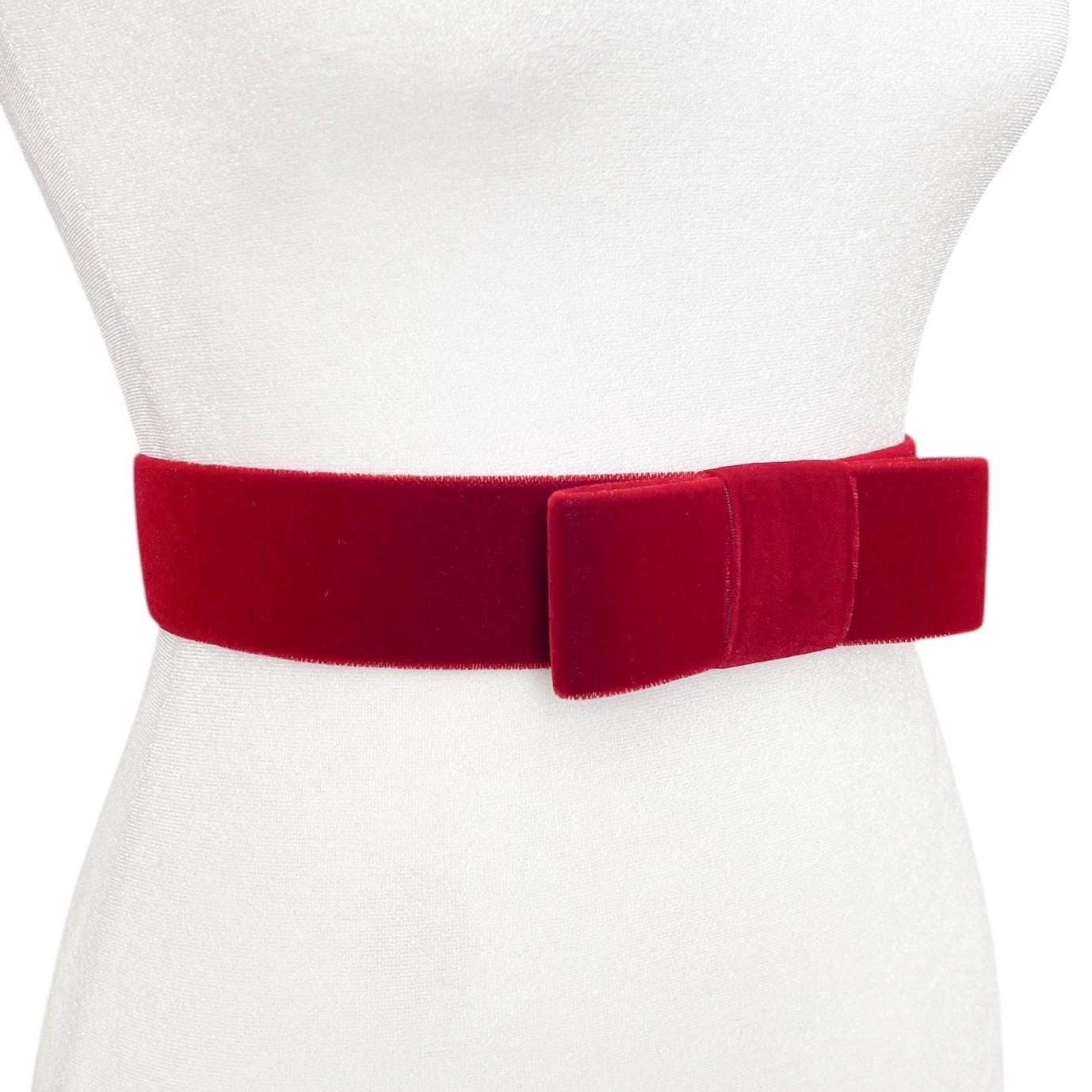 Velvet Ribbon Bow Belt | 2 COLORS | Black Velvet Belt  display picture 2