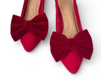 Velvet Bow Shoe Clips | 5 Colors | Vintage Shoes | Bridal Accessories | Gifts for her | Stocking Stuffers