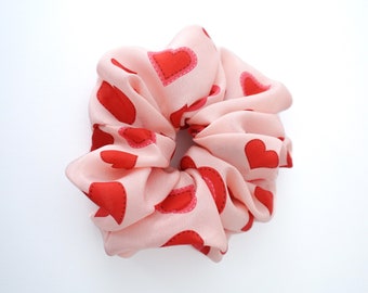 Oversized Hearts Silk Scrunchie | Statement Scrunchies | Oversized Scrunchies | Big Hair Ties | Valentines Day Gift