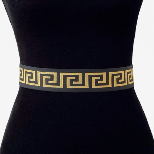 Greek Key Elastic Band Belts | Designer Belt | Holiday Belt | Party Belt | Evening Belt | Luxury Belt