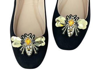 Golden Honey Bee-schoenclips | Strasstenen | Uniek cadeau | Formele schoenen | Kousvullers