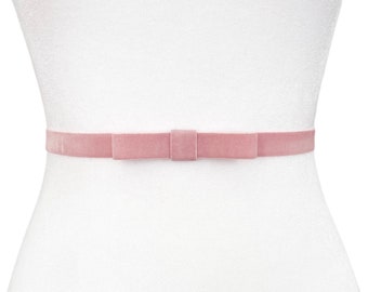 Velvet Elastic Bow Belt | 5 Colors | Bridal Belt | Bridesmaid Belt | Skinny Belt | Made in USA | Formal Belt | Simple Belts